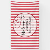 Modern Red Chalk Stripes Double Hearts Baby Shower Spandoek (Verticaal)