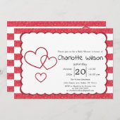 Modern Red Chalk Stripes Horizontal Baby Shower Kaart (Voorkant / Achterkant)