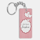 Modern Red Chalk Stripes Triple Hearts Acrylic Sleutelhanger (Voorkant Links)