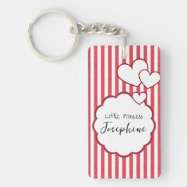 Modern Red Chalk Stripes Triple Hearts Acrylic Sleutelhanger