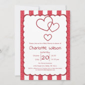 Modern Red Chalk Stripes Vertical Baby Shower Kaart (Voorkant)