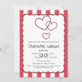 Modern Red Chalk Stripes Vertical Baby Shower Kaart (Voorkant)