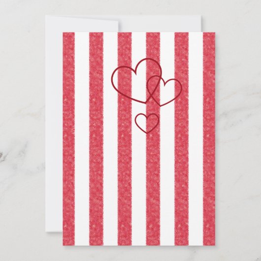 Modern Red Chalk Stripes Vertical Baby Shower Kaart (Achterkant)
