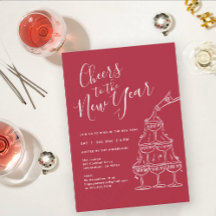 Modern Red Cheers to the New Year Party