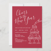 Modern Red Cheers to the New Year Party  Kaart (Voorkant)