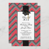 Modern Red Chevron 2013 Graduation Party Kaart (Voorkant / Achterkant)