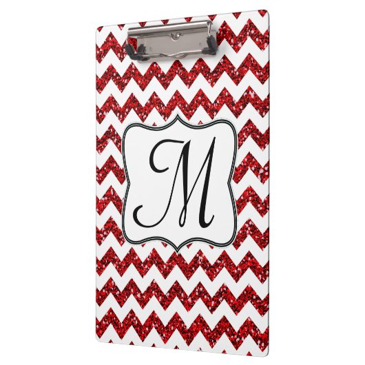 Modern Red Chevron Monogram Initiaal Klembord (Links)