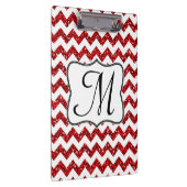 Modern Red Chevron Monogram Initiaal Klembord (Rechts)