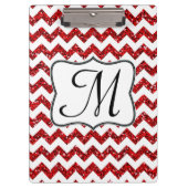 Modern Red Chevron Monogram Initiaal Klembord (Voorkant)