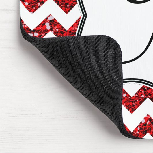 Modern Red Chevron Monogram Initiaal Muismat (Hoek)