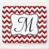 Modern Red Chevron Monogram Initiaal Muismat (Voorkant)