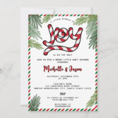 Modern Red Christmas Candy Cane Joy Baby shower Kaart (Voorkant)