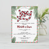 Modern Red Christmas Candy Cane Joy Baby shower Kaart (Staand voorkant)