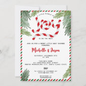 Modern Red Christmas Candy Cane Joy Baby shower Kaart (Voorkant)