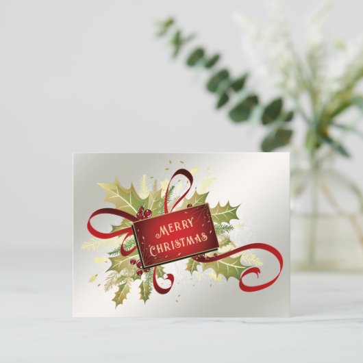 Modern Red Christmas Holiday Briefkaart (Staand voorkant)