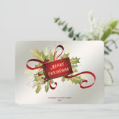 Modern Red Christmas Holiday Card Feestdagenkaart (Staand voorkant)