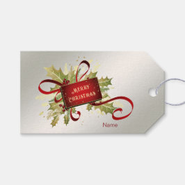 Modern Red Christmas Holiday Gift Label Cadeaulabel
