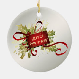 Modern Red Christmas Holiday Ornament