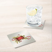 Modern Red Christmas Holiday Paper Onderzetter (Insitu)