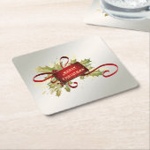 Modern Red Christmas Holiday Paper Onderzetter (Schuin)