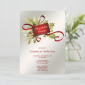 Modern Red Christmas Holiday Party Invitation Kaart (Staand voorkant)