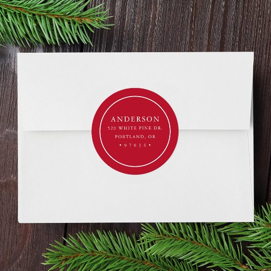 Modern Red Circle Lijst retour adres label
