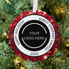 Modern Red Company Logo and Name Ornament Kaart