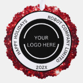 Modern Red Company Logo and Name  Ornament Kaart (Achterkant)