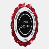 Modern Red Company Logo and Name  Ornament Kaart (Rechts)