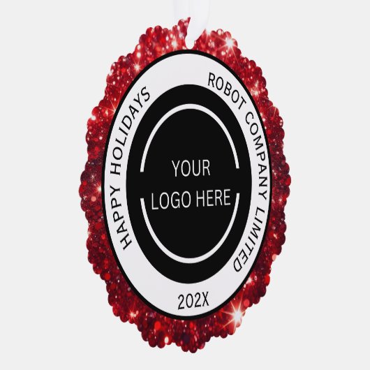 Modern Red Company Logo and Name  Ornament Kaart (Rechts)