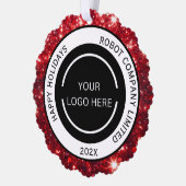 Modern Red Company Logo and Name  Ornament Kaart (Links)