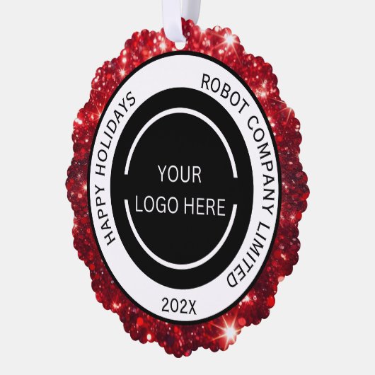 Modern Red Company Logo and Name  Ornament Kaart (Links)