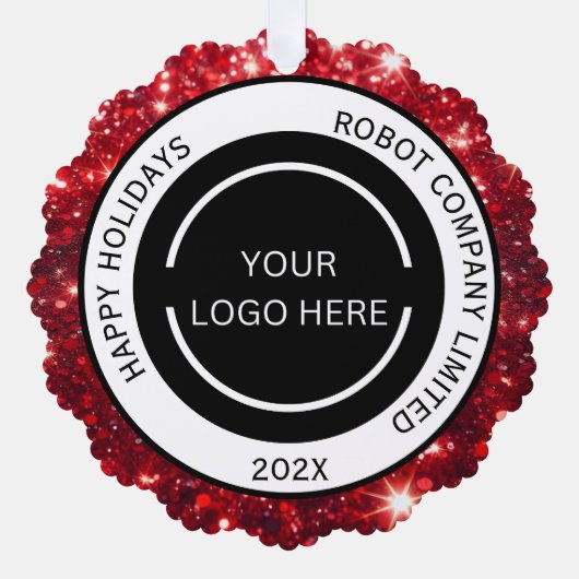 Modern Red Company Logo and Name  Ornament Kaart (Voorkant)