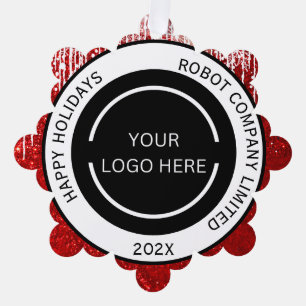 Modern Red Company Logo en naam Ornament Kaart