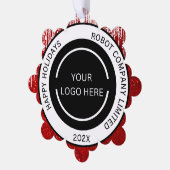 Modern Red Company Logo en naam Ornament Kaart (Links)