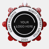 Modern Red Company Logo en naam Ornament Kaart (Achterkant)