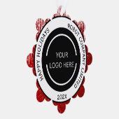 Modern Red Company Logo en naam Ornament Kaart (Rechts)