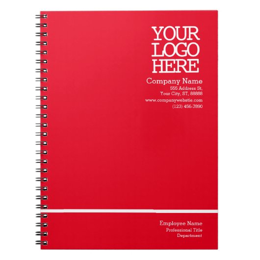 Modern Red Company Logo | Personalized Employee Notitieboek (Voorkant)
