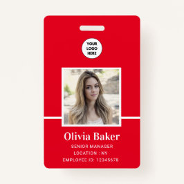 Modern Red Company Name Title Employee Photo ID Badge