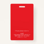 Modern Red Company Name Title Employee Photo ID Badge (Achterkant)