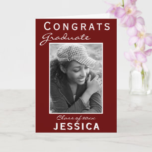 Modern Red Congrats Afstuderen Afstuderen-fotokaar Kaart