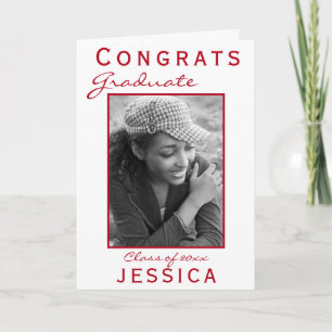 Modern Red Congrats Afstuderen Afstuderen-fotokaar Kaart