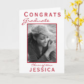 Modern Red Congrats Afstuderen Afstuderen-fotokaar Kaart (Gele Bloem)