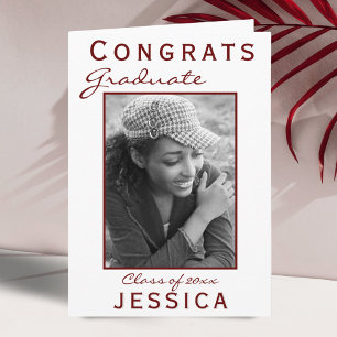 Modern Red Congrats Afstuderen Afstuderen-fotokaar Kaart
