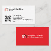 Modern Red Construction Bold Professional Visitekaartje (Voorkant / Achterkant)