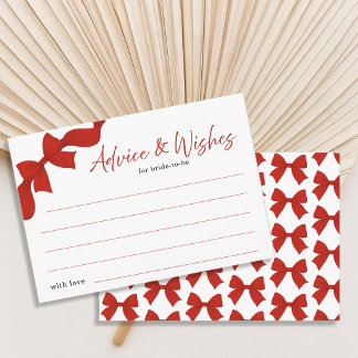 Modern Red Coquette Bow Advice and Wishes Card Informatiekaartje
