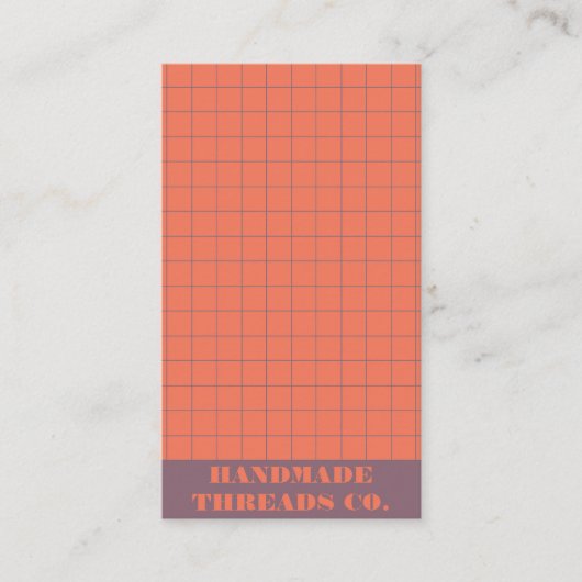 Modern Red Coral Checkered Pattern QR-code Visitekaartje (Voorkant)