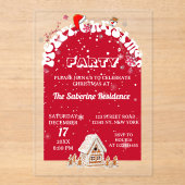 Modern Red Curved Graffiti Merry Christmas Party Acryl Uitnodigingen (Voorkant)