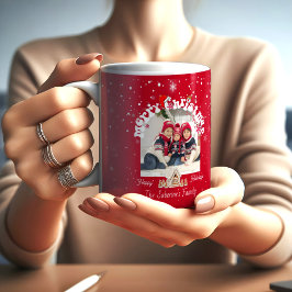 Modern Red Curved Graffiti Merry Christmas Photos  Koffiemok
