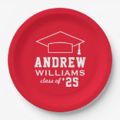 Modern Red Custom Graduation Party Papieren Bordje (Voorkant)